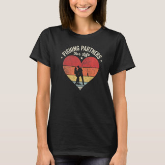 T-shirt Vintage Retro Mari Et Femme Partenaires De Pêche P