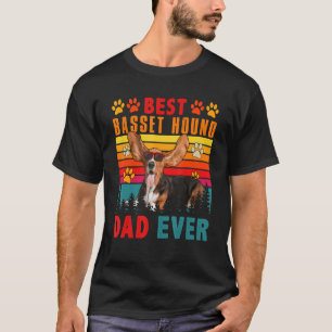 T-shirt Vintage Retro Meilleur Papa Basset Hound Ever Chie