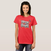 T-shirt Vintage Retro Merry & Bright Christmas (Devant entier)
