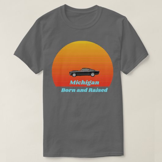 T-shirt Vintage Retro Michigan Né et élevé (Design devant)