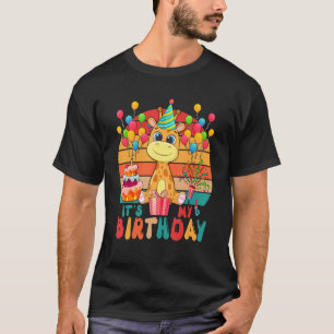 T-shirt Vintage Rétro Mon Anniversaire Giraffe Animaux Enf