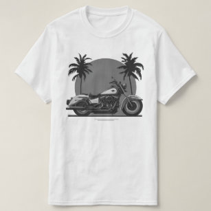 T-shirt Vintage Retro Moto Noir et Blanc coucher de soleil