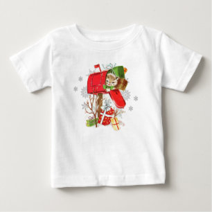 T-Shirt Vintage Retro Noël Chat pour Bébé