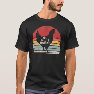 T-shirt Vintage Rétro Oui Je Parle Aux Poules Poulet Migno