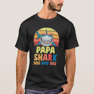 T-shirt Vintage Retro Papa Shark Anniversaire Funny Shark