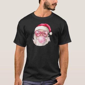 T-shirt Vintage Retro Père Noël de Noël bulle gomme rose C