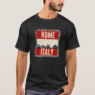 T-shirt Vintage Retro Rome Italie Skyline Graphisme Tee -
