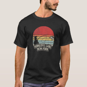 T-shirt Vintage Retro Summer Fishing New York Honeoye Lake
