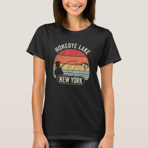 T-shirt Vintage Retro Summer Fishing New York Honeoye Lake