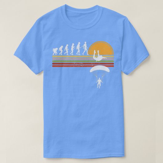 T-shirt Vintage Retro Sunset Skydiving Evolution (Design devant)