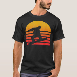 T-shirt Vintage Retro Sunset Snowboard