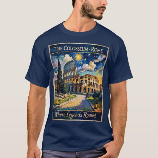 T-shirt Vintage Rome Colosseum Starry Night Impressionist (Devant)