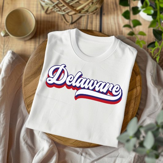 T-shirt Vintage rouge blanc et bleu Delaware