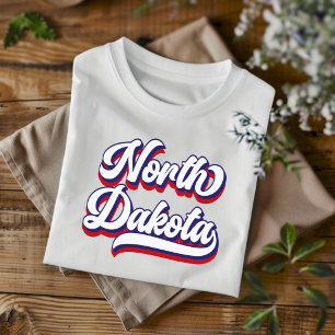 T-shirt Vintage rouge blanc et bleu du Dakota du N