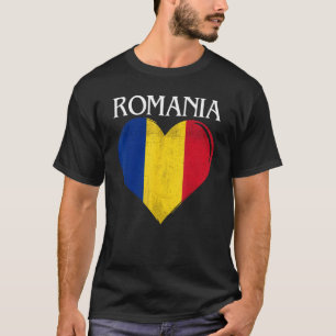 T-shirt Vintage Roumanie Coeur Drapeau Pour Roumain