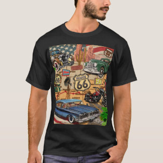 T-shirt Vintage Route 66, affiche nostalgique.
