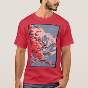T-shirt Vintage Sakura Cherry Blossom Asiatique Graphisme