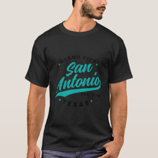 T-shirt Vintage San Antonio Alamo City Texas Texte Turquoi
