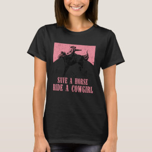 T-shirt Vintage Sauver Un Cheval Monter Une Cowgirl, Équit