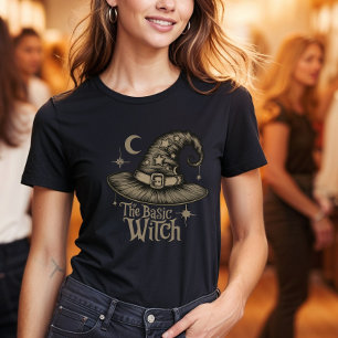 T-shirt Vintage Script Retro Simple Witch Costume Hallowee