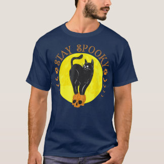 T-shirt Vintage Séjour Éffrayant Chat noir Funny Coût d'Ha