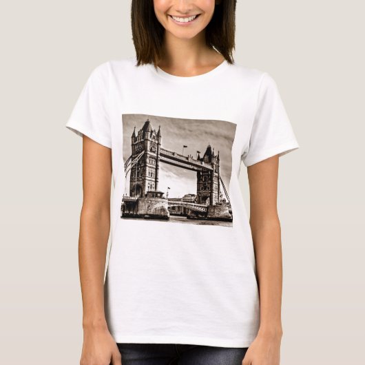 T-shirt Vintage Sepia London Tower Bridge (Devant)