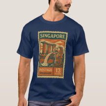 Vintage Singapore Postage Stamp Shirt