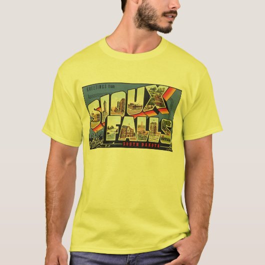 T-shirt Vintage Sioux Falls, carte postale SD (Devant)