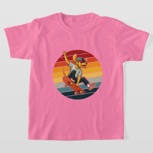 T-shirt Vintage Skater Dog in Retro Circle (Poser)