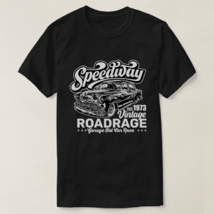 T-shirt Vintage Speedway Classic Car Race White Graphic