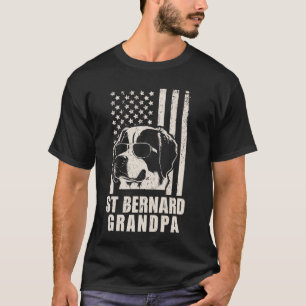 T-shirt Vintage St Bernard Grandpa Drapeau américain Drape