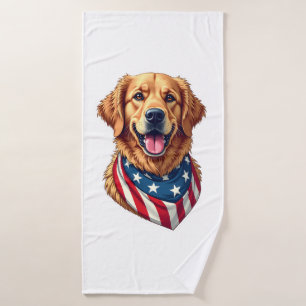 T-shirt vintage Star Spangled Golden Retriever 4