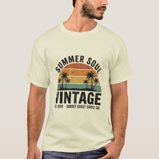 T-shirt vintage summer sunset design retro palm