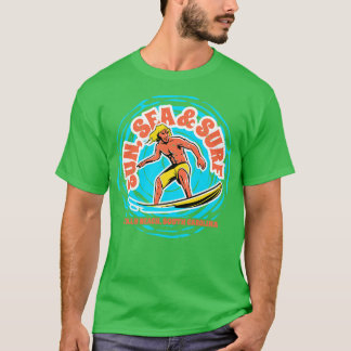 T-shirt Vintage Sun Sea Surf Folly Beach South olina Retro