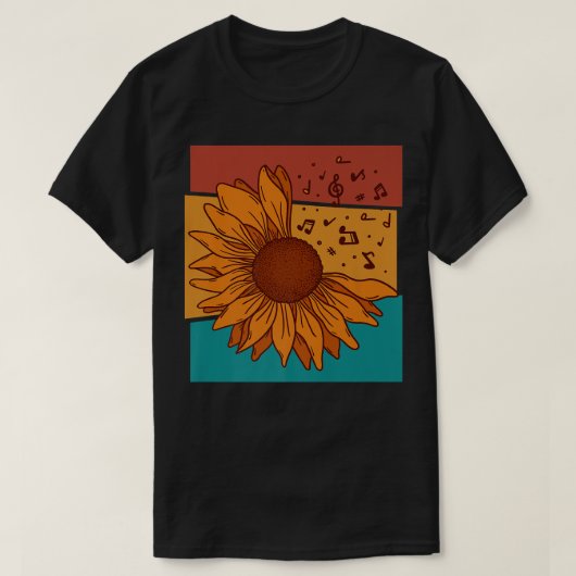 T-shirt Vintage Sunflower Music Notes3240 (Design devant)