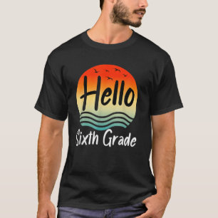 T-shirt Vintage Sunrise Bonjour Enseignant de 6e année Bon