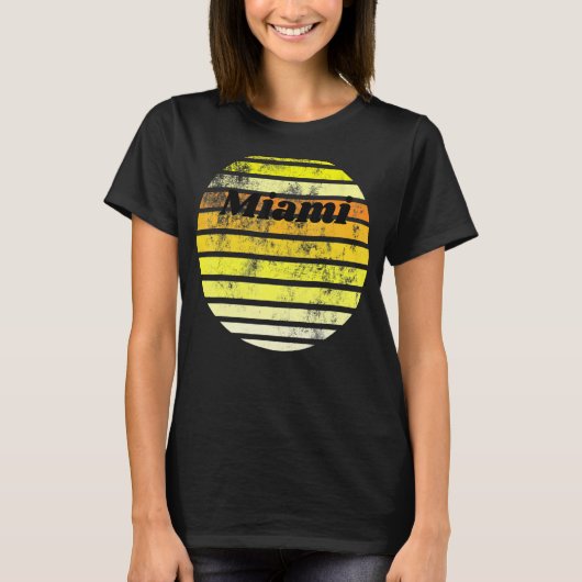 T-shirt Vintage Sunset Miamii Basic Graphic Classic (Devant)