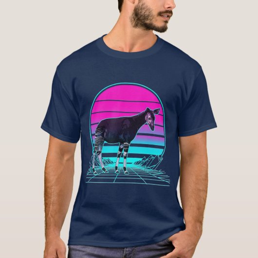 T-shirt Vintage Sunset Okapi (Devant)
