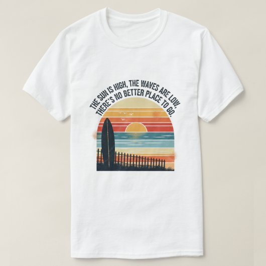 T-shirt Vintage Sunset Surf Beach Art (Design devant)