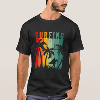 T-shirt Vintage Surf Retro Style Surf Palm Tree Pour Sur