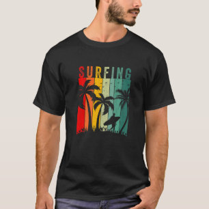 T-shirt Vintage Surf Retro Style Surf Palm Tree Pour Sur
