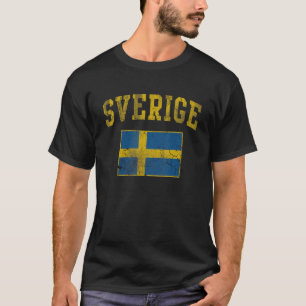 T-shirt Vintage Sverige Suède Drapeau Vintage Hommes Femme