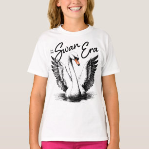 T-shirt Vintage Swan Era Black Print Girl