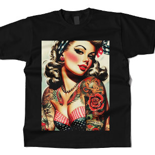 T-shirt Vintage Tattoo Old School Pin-up