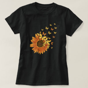 T-shirt Vintage Tournesol jaune Orange Papillon floral
