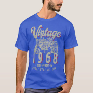 T-shirt Vintage Tractor Farmer Birthday Born In 1968 & Est