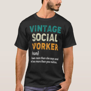 T-shirt Vintage travailleur social Noun Vie de travail soc