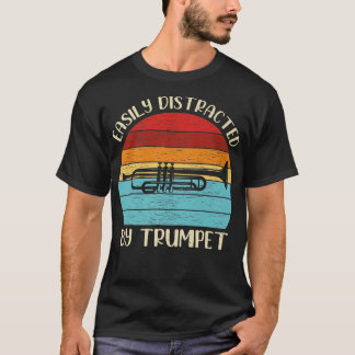 T-shirt Vintage Trumpet Music Amour Facilement Distrait Pa