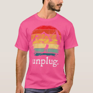 T-shirt Vintage Unplug Funny Randonnée Adventure Camping M