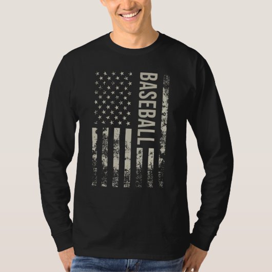 T-shirt Vintage US American Flag Baseball (Devant)